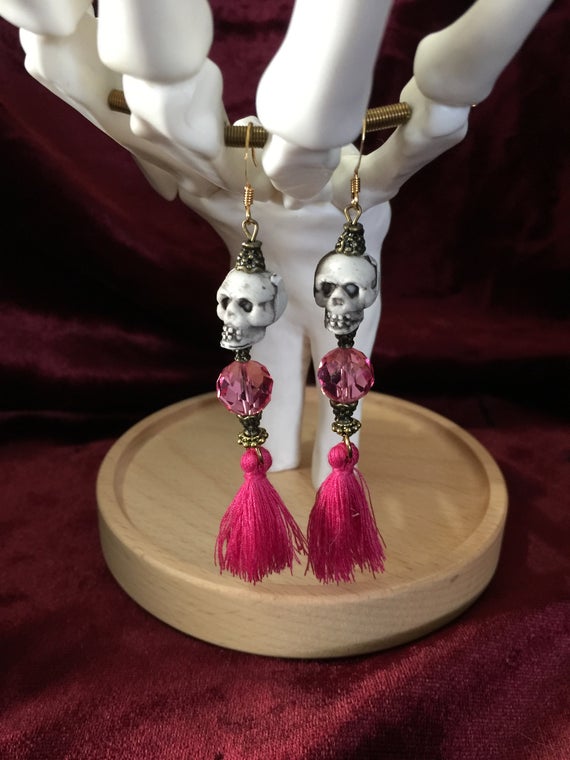 Lovely Pink Skeleton Earrings